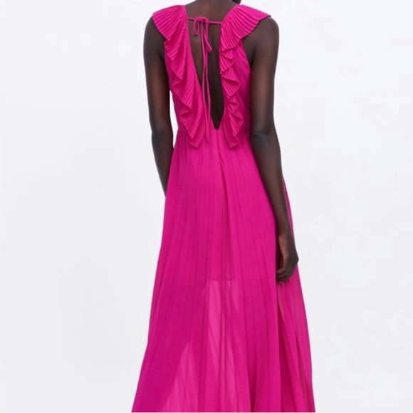 Zara Dresses Zara Pink Pleated Maxi Dress Poshmark